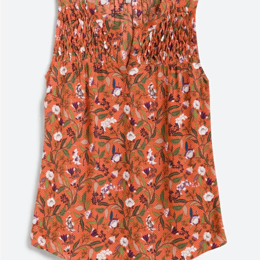 Carin Smocked Bib Blouse in Burnt Orange
